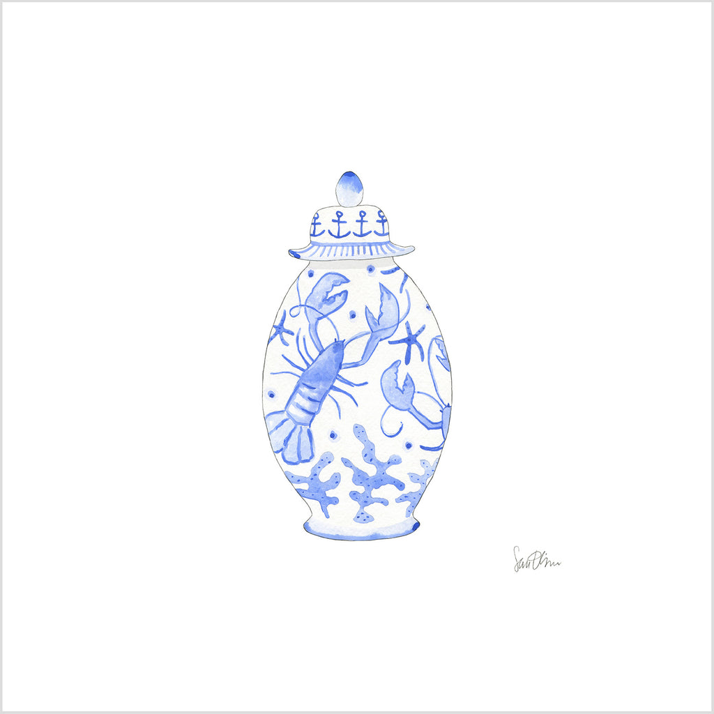Nautical Ginger Jar, Lobster Art Print by Sara Fitz