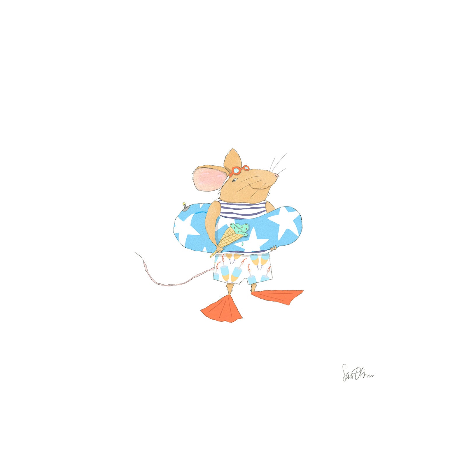 Beach Mouse Art Print by Sara Fitz