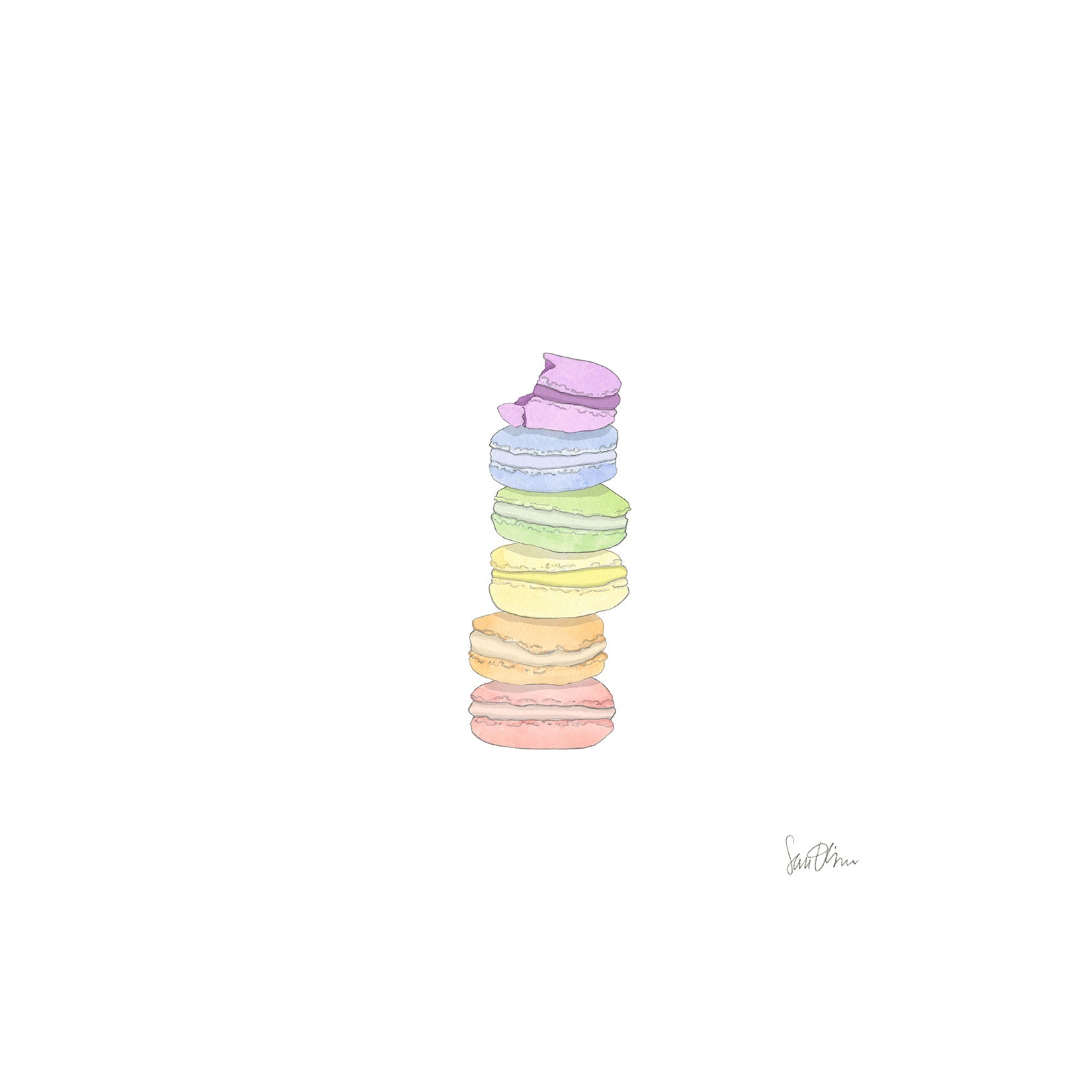 Rainbow Macaron Art Print by Sara Fitz