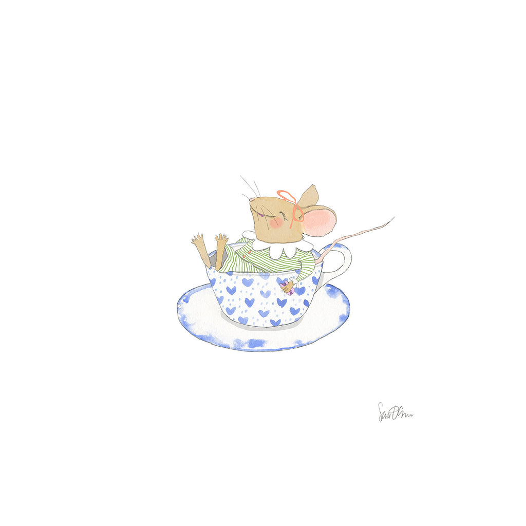 Tea Cup Mouse Art Print by Sara Fitz