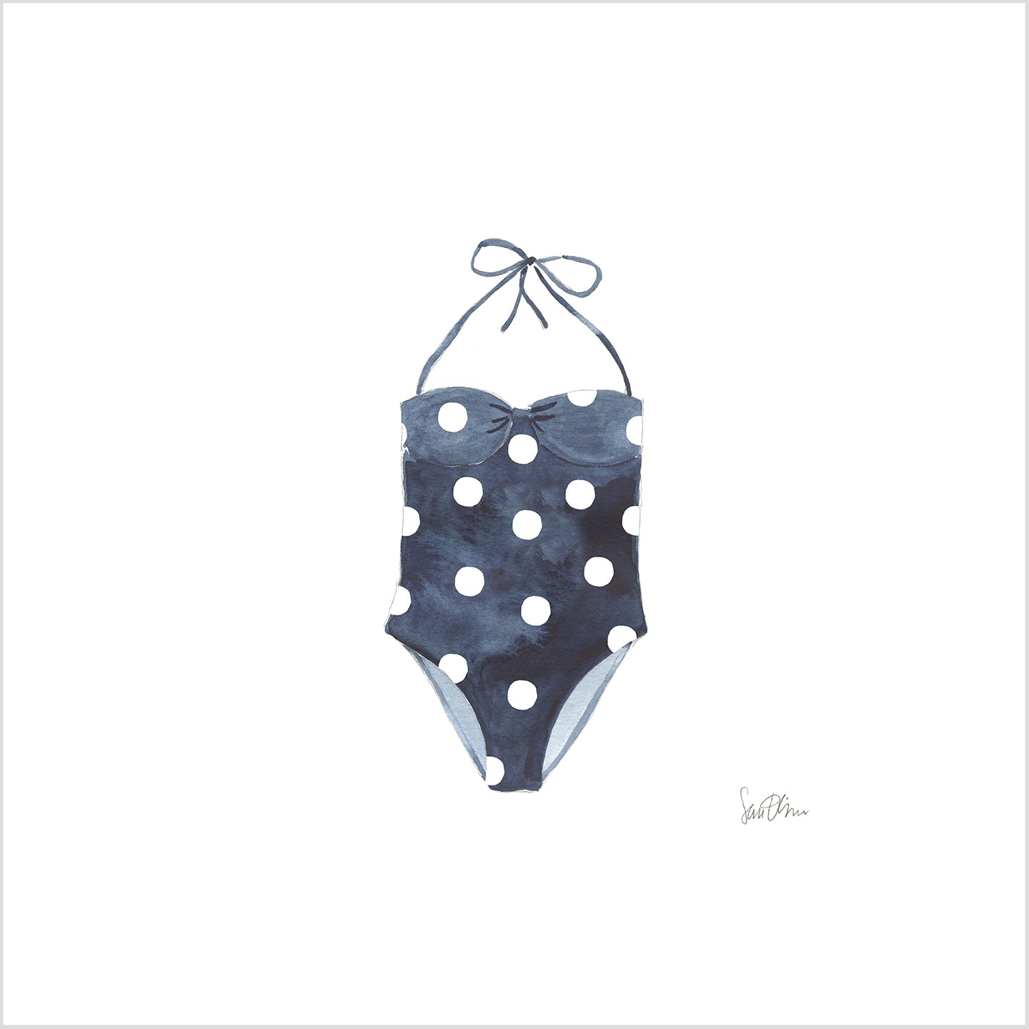 Polka Dot Swimsuit Art Print by Sara Fitz