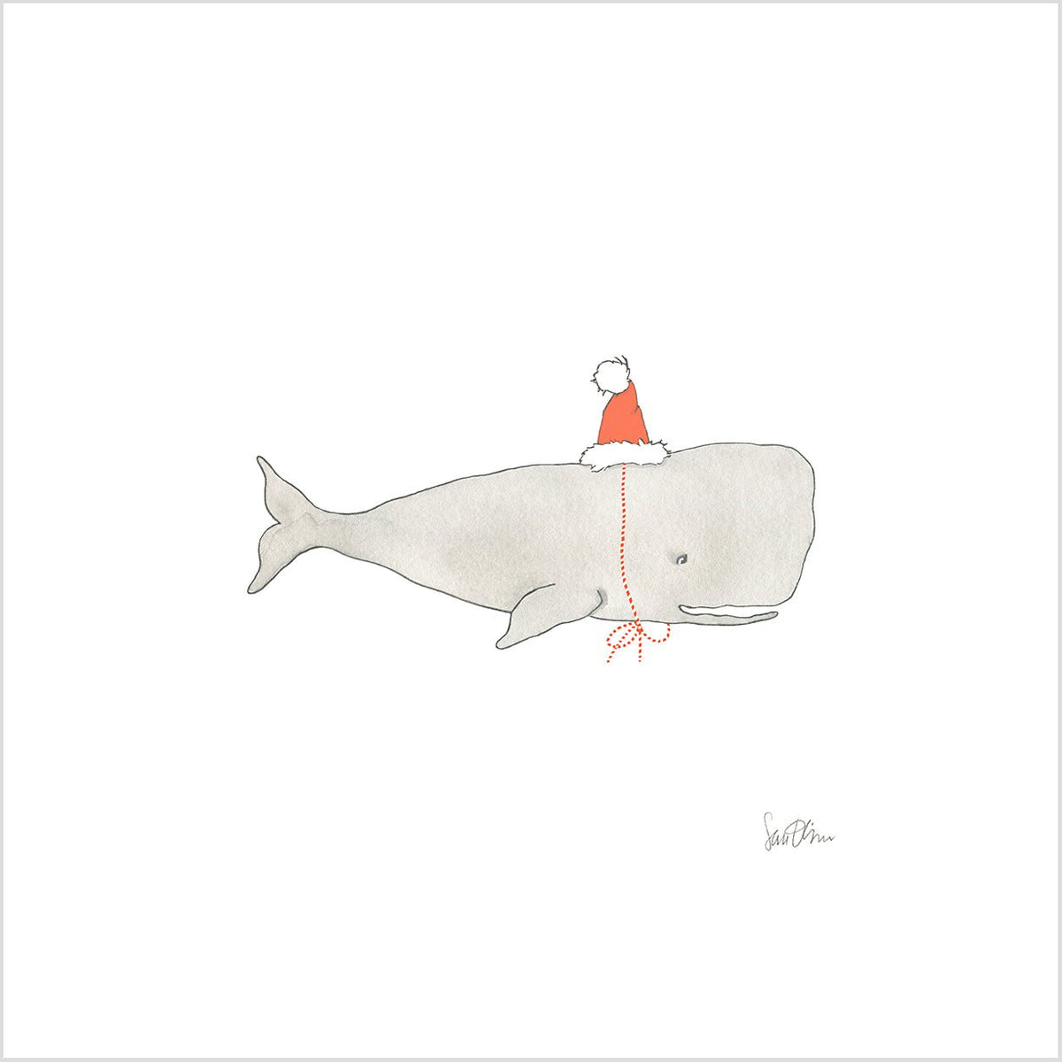 Santa Whale Art Print by Sara Fitz