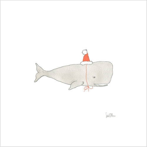 Santa Whale Art Print by Sara Fitz