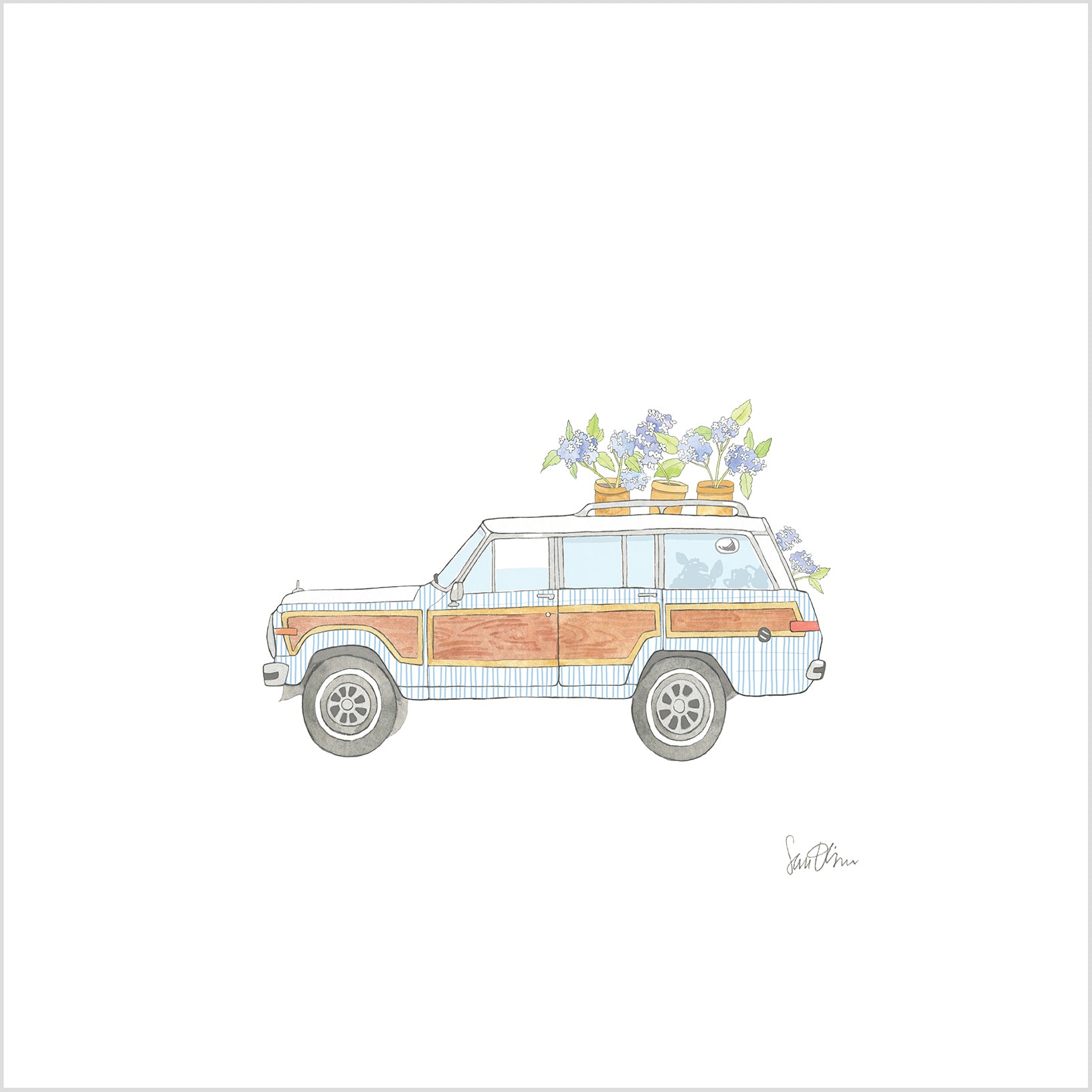 Seersucker Wagon Art Print by Sara Fitz