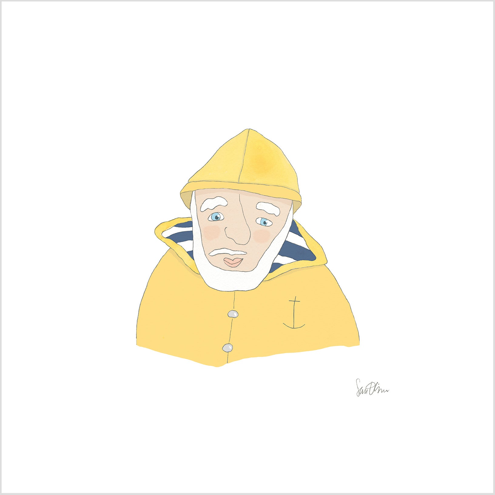 Skipper Slicker Art Print by Sara Fitz