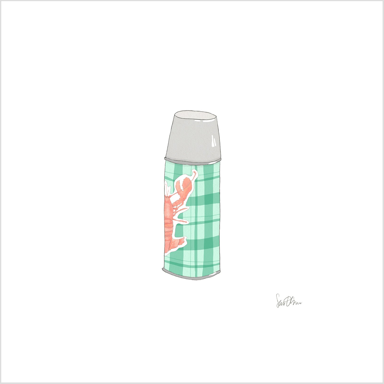 Thermos, Green Art Print by Sara Fitz