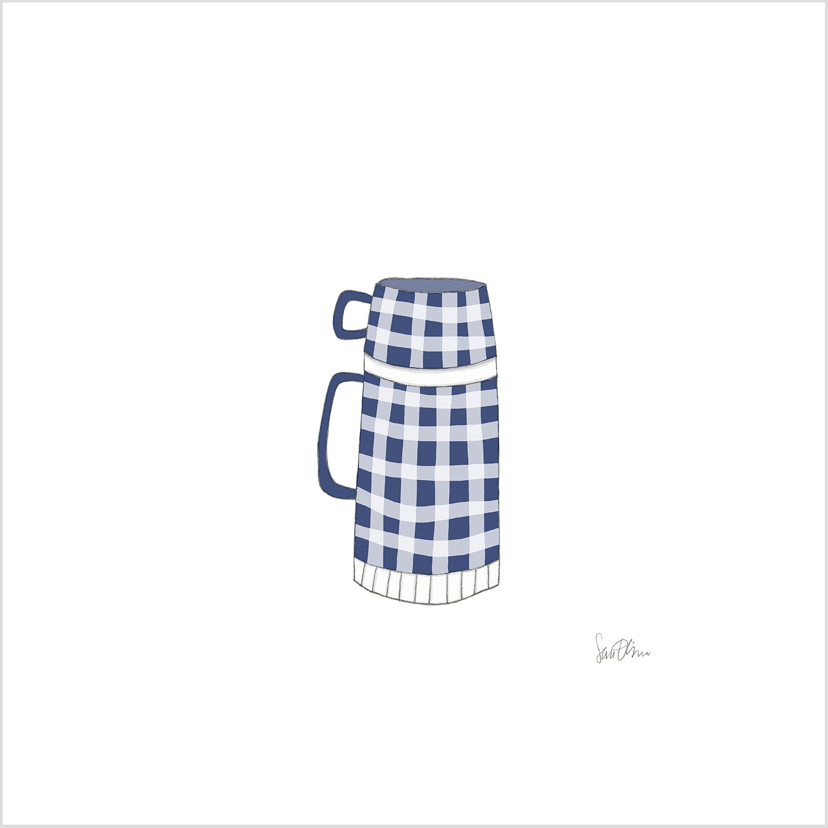 Thermos, Navy Art Print by Sara Fitz