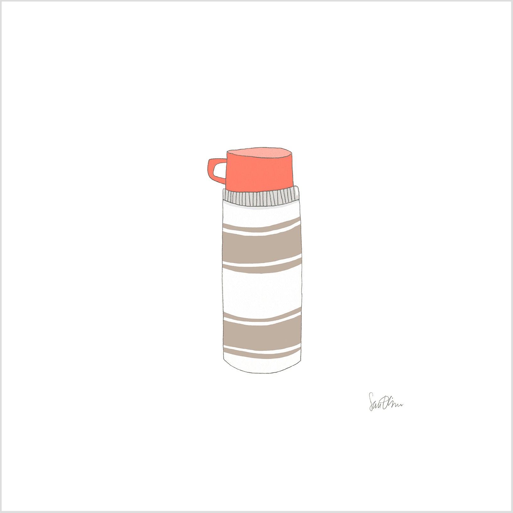 Thermos, Brown Art Print by Sara Fitz