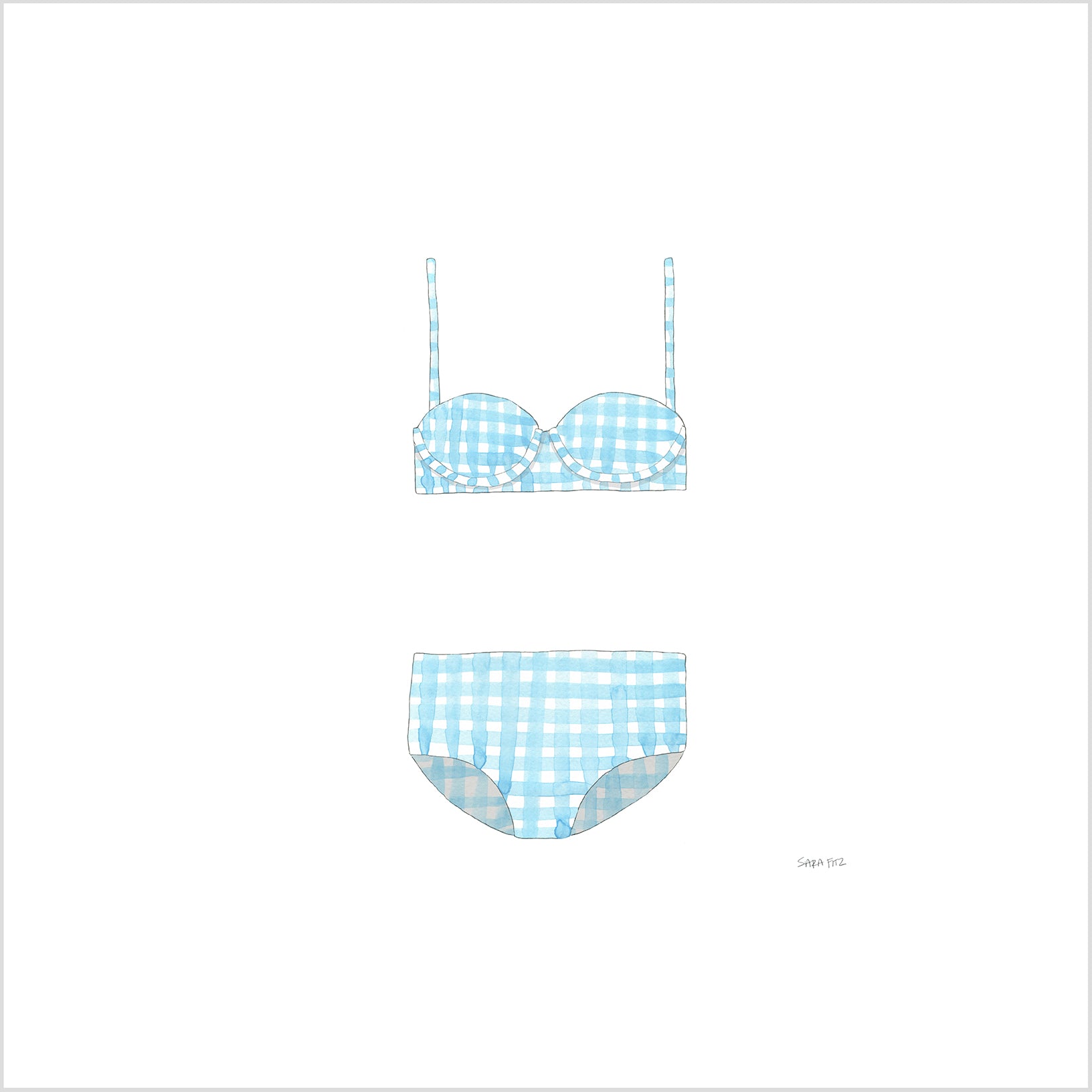 Two-Piece, Gingham Art Print by Sara Fitz
