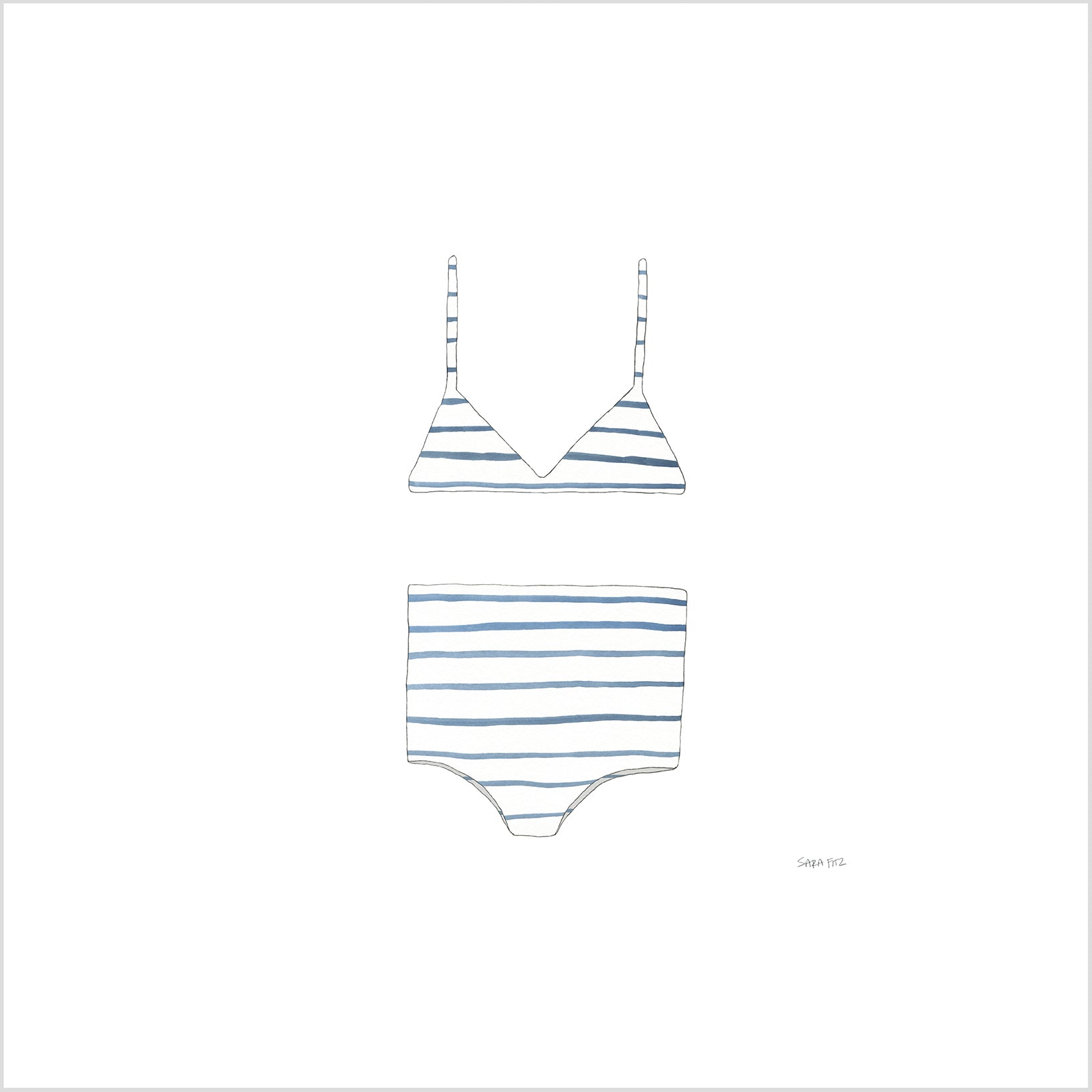 Two-Piece, Striped Art Print by Sara Fitz