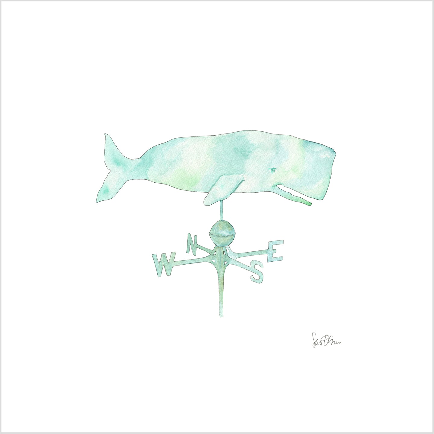 Whale Weathervane Art Print by Sara Fitz