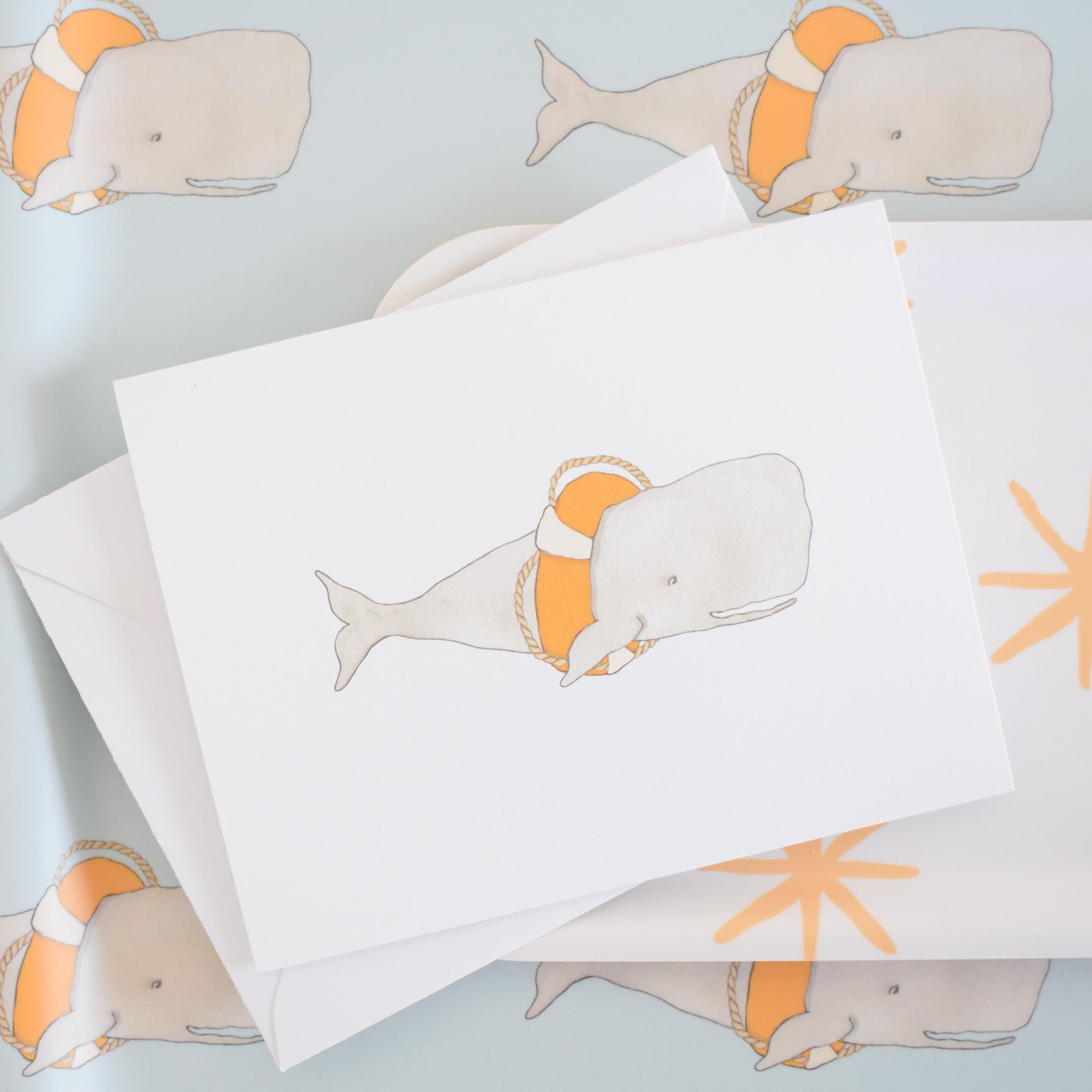 Whale Note Card by Sara Fitz